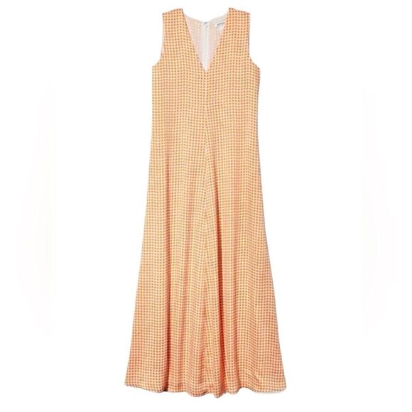 Club Monaco Orange Soft Swing Maxi Dress Gingham Check New Size 12 - Picture 1 of 7
